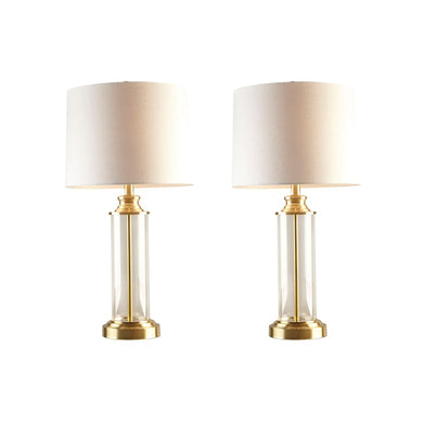 Clarity Glass Cylinder Gold Table Lamp, Set of 2, Bedside Nightstand Reading Desk Table Light by Olliix-510 Design
