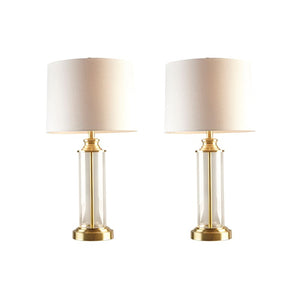 Clarity Glass Cylinder Gold Table Lamp, Set of 2, Bedside Nightstand Reading Desk Table Light by Olliix-510 Design