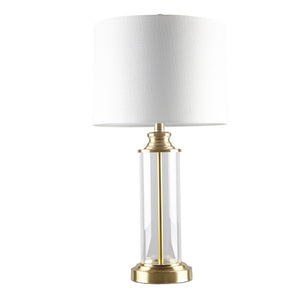 Clarity Glass Cylinder Gold Table Lamp, Set of 2, Bedside Nightstand Reading Desk Table Light by Olliix-510 Design