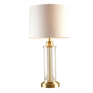 Clarity Glass Cylinder Gold Table Lamp, Set of 2, Bedside Nightstand Reading Desk Table Light by Olliix-510 Design