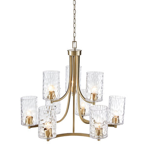 Opulentia 9-light Round Tiered Chandelier with Textured Glass Shades Ceiling Light by Olliix-Hampton Hill