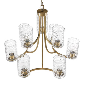 Opulentia 9-light Round Tiered Chandelier with Textured Glass Shades Ceiling Light by Olliix-Hampton Hill