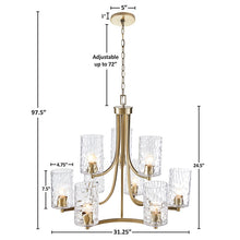 Opulentia 9-light Round Tiered Chandelier with Textured Glass Shades Ceiling Light by Olliix-Hampton Hill