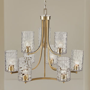 Opulentia 9-light Round Tiered Chandelier with Textured Glass Shades Ceiling Light by Olliix-Hampton Hill