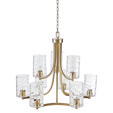 Opulentia 9-light Round Tiered Chandelier with Textured Glass Shades Ceiling Light by Olliix-Hampton Hill