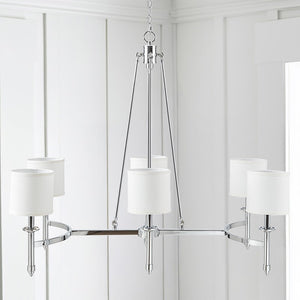 Elegenza 6-light Chandelier Silver with Fabric Drum Shades by Olliix-Hampton Hill