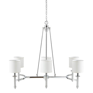 Elegenza 6-light Chandelier Silver with Fabric Drum Shades by Olliix-Hampton Hill