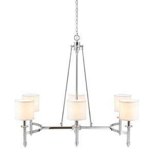 Elegenza 6-light Chandelier Silver with Fabric Drum Shades by Olliix-Hampton Hill