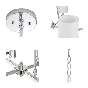 Elegenza 6-light Chandelier Silver with Fabric Drum Shades by Olliix-Hampton Hill