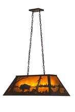Custom 33"L Buffalo at Lake Oblong Pendant Ceiling Light by Meyda