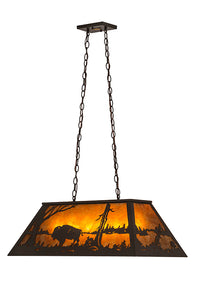 Custom 33"L Buffalo at Lake Oblong Pendant Ceiling Light by Meyda