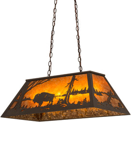 Custom 33"L Buffalo at Lake Oblong Pendant Ceiling Light by Meyda