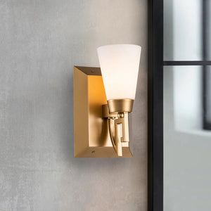 Lemuria 1 Light Bath Bar in Laquered Gold Wall Sconce Wall Lamp Home Decor by Lucas McKearn