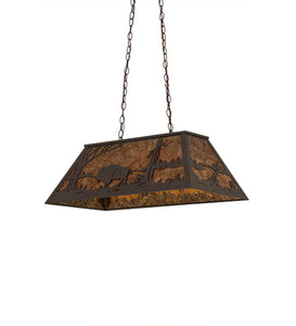 Custom 33"L Buffalo at Lake Oblong Pendant Ceiling Light by Meyda