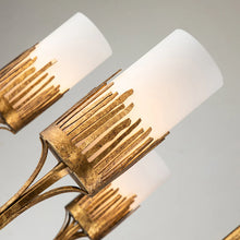 Sawgrass 9 Light Chandelier in Gold Leaf and Opal Glass Ceiling Light by Lucas McKearn