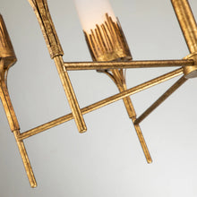 Sawgrass 9 Light Chandelier in Gold Leaf and Opal Glass Ceiling Light by Lucas McKearn