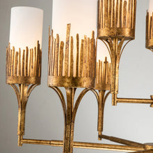 Sawgrass 9 Light Chandelier in Gold Leaf and Opal Glass Ceiling Light by Lucas McKearn