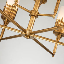 Sawgrass 9 Light Chandelier in Gold Leaf and Opal Glass Ceiling Light by Lucas McKearn