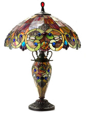 Demetra Aurora Orange Table Lamp Tiffany Victorian 3-Light Double Lit 18" Shade Bedside Nightstand Reading Desk Table Light by Chloe
