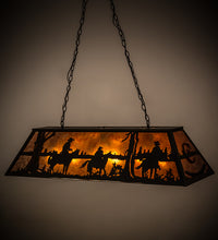 Custom 48" Long Personalized Rockin' C Ranch Oblong 3 Cobows on Horses Pendant Ceiling Light by Meyda