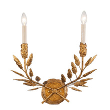 Palm d'Or 2 Light Candelabra Wall Sconce in Antique Gold Wall Lamp Home Decor by Lucas McKearn