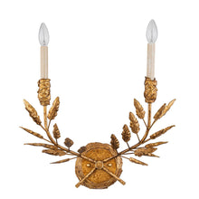 Palm d'Or 2 Light Candelabra Wall Sconce in Antique Gold Wall Lamp Home Decor by Lucas McKearn