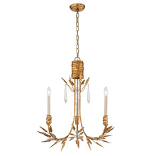 Palm d'Or 3 Light Chandelier Gold Finish Paul Gruer Design Ceiling Light by Lucas McKearn