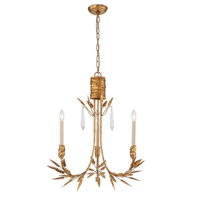 Palm d'Or 3 Light Chandelier Gold Finish Paul Gruer Design Ceiling Light by Lucas McKearn