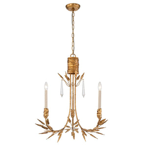 Palm d'Or 3 Light Chandelier Gold Finish Paul Gruer Design Ceiling Light by Lucas McKearn