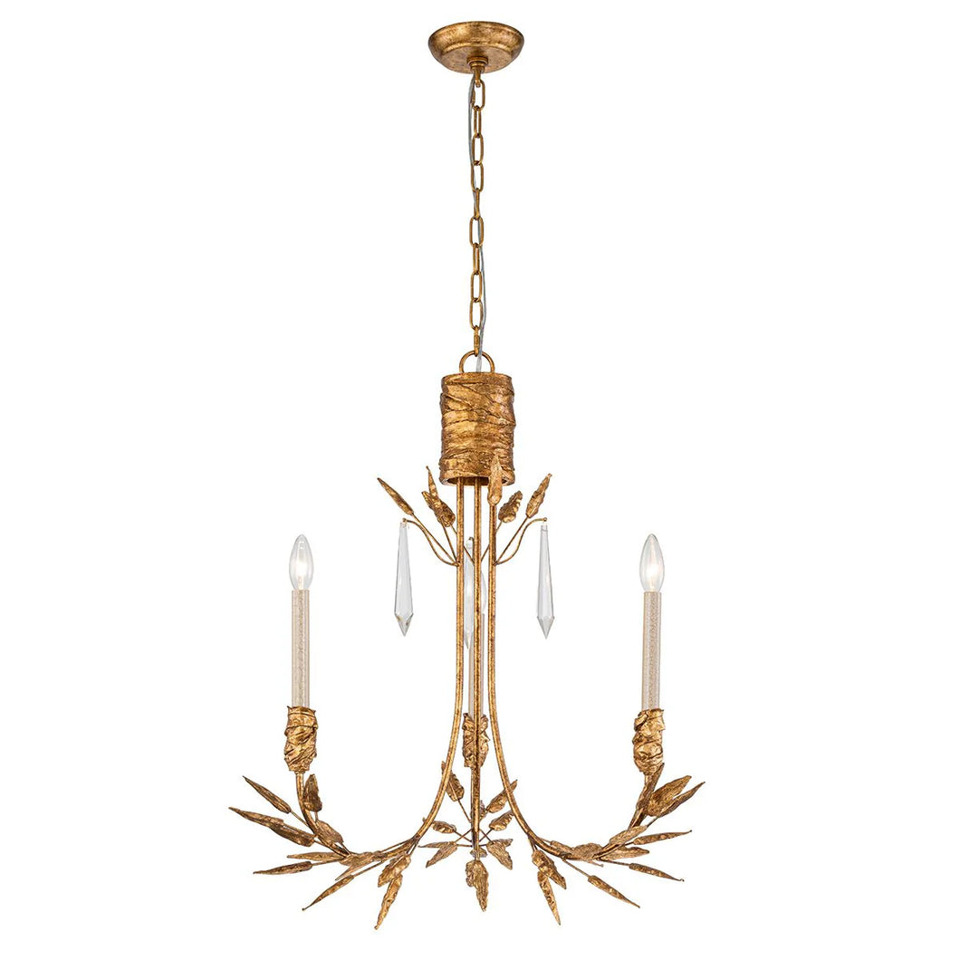 Palm d'Or 3 Light Chandelier Gold Finish Paul Gruer Design Ceiling Light by Lucas McKearn