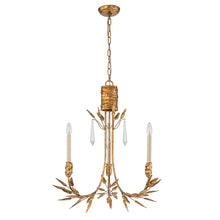 Palm d'Or 3 Light Chandelier Gold Finish Paul Gruer Design Ceiling Light by Lucas McKearn