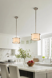 Lemuria 1 Light Duo-Mount Mini Pendant - Antique Silver, Ivory Shade Ceiling Light by Lucas McKearn