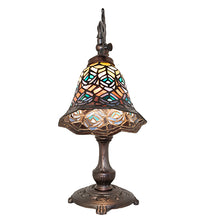 20" High Tiffany Peacock Feather Bridge Arm Table Lamp Bedside Nightstand Reading Desk Table Light by Meyda