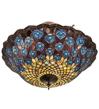 24" Wide Peacock Feather Semi-Flushmount Inverted Pendant Ceiling Light by Meyda