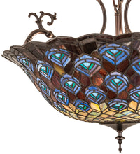 24" Wide Peacock Feather Semi-Flushmount Inverted Pendant Ceiling Light by Meyda