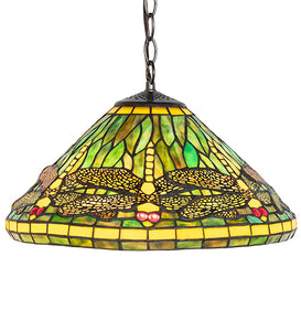 16" Wide Tiffany Dragonfly Pendant Ceiling Light by Meyda