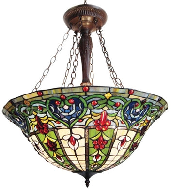 Victorian Inverted Pendant Tiffany-Style 3 Light 24