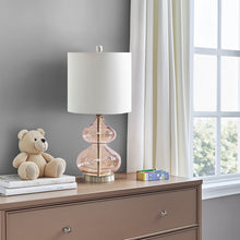 Ellipse Curved Gourd Glass Pink Table Lamp, Set of 2,  Bedside Nightstand Reading Desk Table Light by Olliix-510 Design