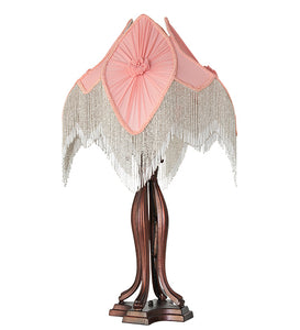 34" High Fabric & Fringe Table Lamp Bedside Nightstand Reading Desk Table Light by Meyda