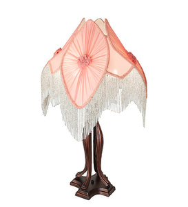 34" High Fabric & Fringe Table Lamp Bedside Nightstand Reading Desk Table Light by Meyda