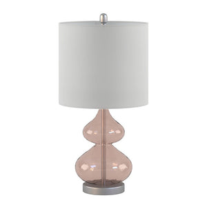 Ellipse Curved Gourd Glass Pink Table Lamp, Set of 2,  Bedside Nightstand Reading Desk Table Light by Olliix-510 Design