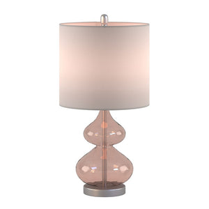 Ellipse Curved Gourd Glass Pink Table Lamp, Set of 2,  Bedside Nightstand Reading Desk Table Light by Olliix-510 Design