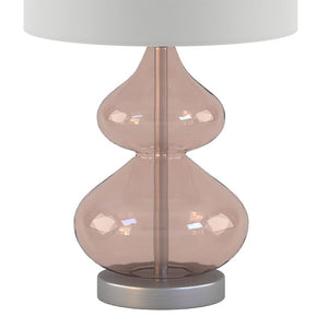 Ellipse Curved Gourd Glass Pink Table Lamp, Set of 2,  Bedside Nightstand Reading Desk Table Light by Olliix-510 Design