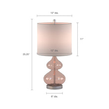 Ellipse Curved Gourd Glass Pink Table Lamp, Set of 2,  Bedside Nightstand Reading Desk Table Light by Olliix-510 Design