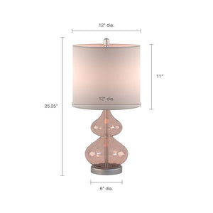 Ellipse Curved Gourd Glass Pink Table Lamp, Set of 2,  Bedside Nightstand Reading Desk Table Light by Olliix-510 Design