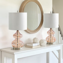 Ellipse Curved Gourd Glass Pink Table Lamp, Set of 2,  Bedside Nightstand Reading Desk Table Light by Olliix-510 Design