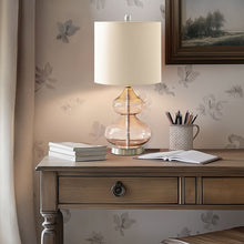 Ellipse Curved Gourd Glass Pink Table Lamp, Set of 2,  Bedside Nightstand Reading Desk Table Light by Olliix-510 Design