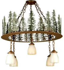 Custom 28"W Tall Pines 5 LT Chandelier Ceiling Light by Meyda