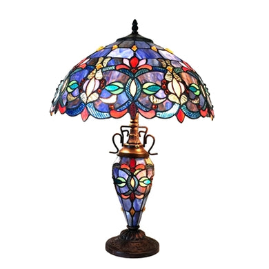 Priscilla Table Lamp Tiffany Victorian 3-Light Double Lit 18