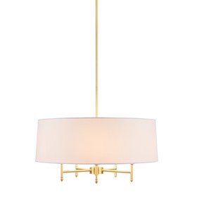 Presidio 5-Light Gold-White Drum Shade Chandelier Pendant Ceiling Light by Olliix-Hampton Hill